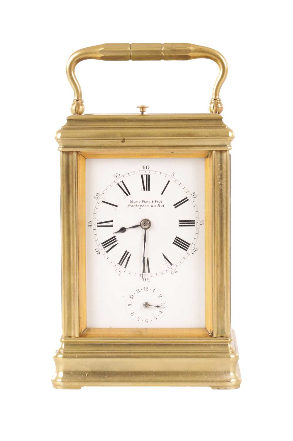 Lot 1468 - DROCOURT, PARIS. A LATE 19TH CENTURY GRANDE SONNERIE GORGE CASED BRASS REPEATING CARRIAGE CLOCK