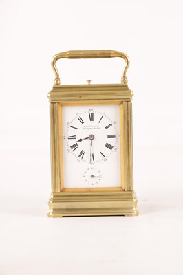 Lot 1468 - DROCOURT, PARIS. A LATE 19TH CENTURY GRANDE SONNERIE GORGE CASED BRASS REPEATING CARRIAGE CLOCK