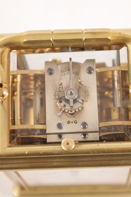 Lot 1468 - DROCOURT, PARIS. A LATE 19TH CENTURY GRANDE SONNERIE GORGE CASED BRASS REPEATING CARRIAGE CLOCK
