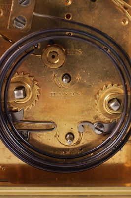 Lot 1468 - DROCOURT, PARIS. A LATE 19TH CENTURY GRANDE SONNERIE GORGE CASED BRASS REPEATING CARRIAGE CLOCK