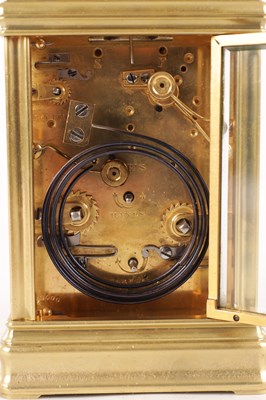 Lot 1468 - DROCOURT, PARIS. A LATE 19TH CENTURY GRANDE SONNERIE GORGE CASED BRASS REPEATING CARRIAGE CLOCK