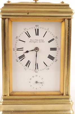Lot 1468 - DROCOURT, PARIS. A LATE 19TH CENTURY GRANDE SONNERIE GORGE CASED BRASS REPEATING CARRIAGE CLOCK