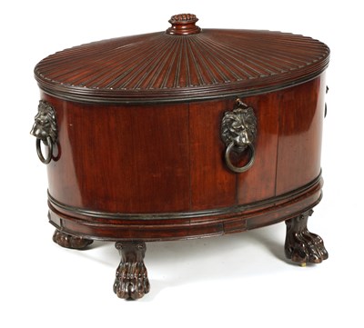Lot 1061 - A GOOD GEORGE III OVAL MAHOGANY CELLARETTE