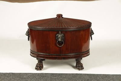 Lot 1061 - A GOOD GEORGE III OVAL MAHOGANY CELLARETTE