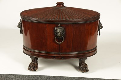 Lot 1061 - A GOOD GEORGE III OVAL MAHOGANY CELLARETTE