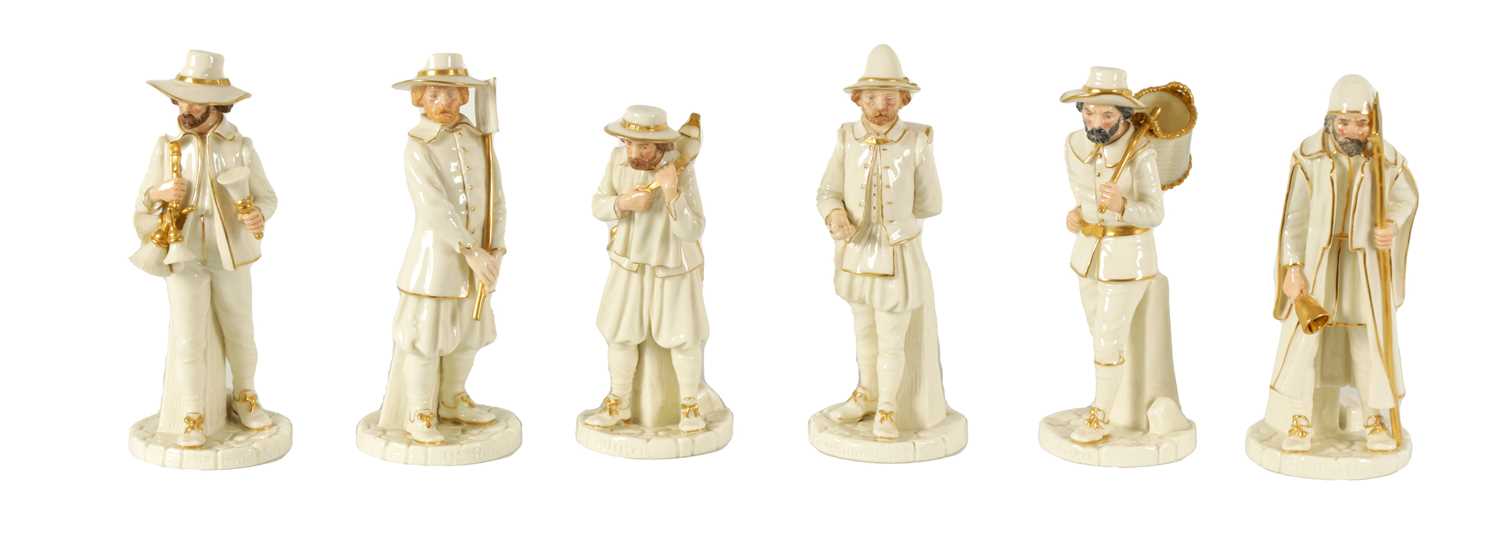 Lot 31 - A GROUP OF SIX LATE 19TH CENTURY HADLEY'S WORCESTER FIGURES FROM THE CRIES OF LONDON SERIES