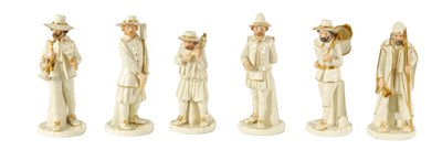 Lot 31 - A GROUP OF SIX LATE 19TH CENTURY HADLEY'S WORCESTER FIGURES FROM THE CRIES OF LONDON SERIES