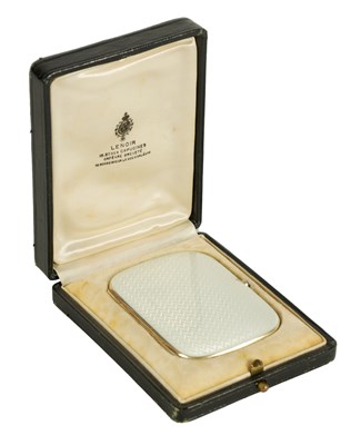 Lot 278 - A FINE LATE 19TH CENTURY SILVER GILT AND GUILLOCHE ENAMEL CIGARETTE CASE IN ORIGINAL LEATHER BOX RETAILED BY E.LENOIR PARIS