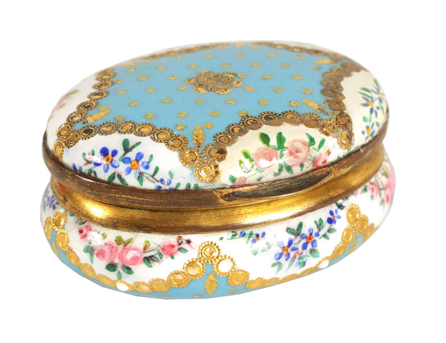 Lot 54 - AN 18TH CENTURY LIMOGES ENAMEL PORCELAIN PATCH BOX