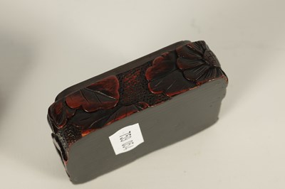 Lot 166 - A JAPANESE MEIJI PERIOD HAND CARVED LACQUER INCENSE BOX
