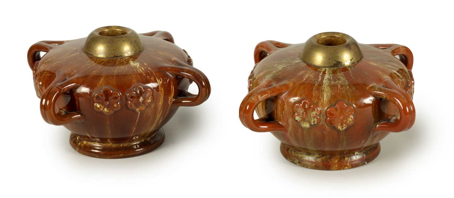 Lot 43 - A PAIR OF LATE 19TH CENTURY LINTHORPE LAMP BASES CHRISTOPHER DRESSER