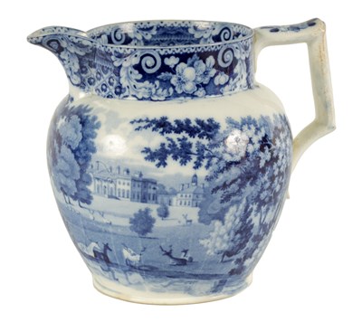 Lot 64 - AN EARLY 19TH CENTURY JOHN AND RICHARD RILEY PEARLWARE BLUE AND WHITE SHOULDERED JUG
