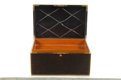Lot 557 - A MASSIVE 19TH CENTURY BRASS MOULDED CALAMANDER DESPATCH BOX