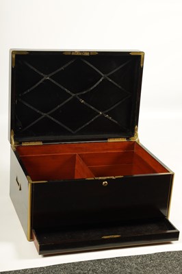Lot 557 - A MASSIVE 19TH CENTURY BRASS MOULDED CALAMANDER DESPATCH BOX