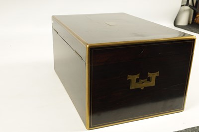 Lot 557 - A MASSIVE 19TH CENTURY BRASS MOULDED CALAMANDER DESPATCH BOX