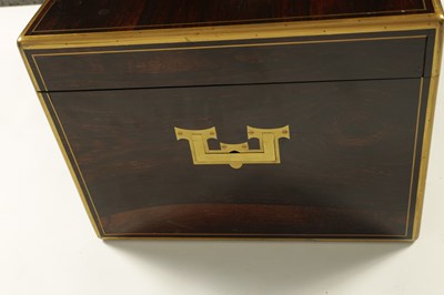 Lot 557 - A MASSIVE 19TH CENTURY BRASS MOULDED CALAMANDER DESPATCH BOX