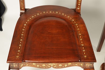 Lot 1046 - A FINE LATE 19TH/EARLY 20TH CENTURY IVORY AND EBONY INLAID HARDWOOD ANGLO INDIAN DINING ROOM TABLE AND SET OF TEN CHAIRS