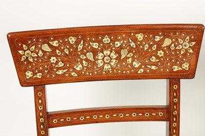 Lot 1046 - A FINE LATE 19TH/EARLY 20TH CENTURY IVORY AND EBONY INLAID HARDWOOD ANGLO INDIAN DINING ROOM TABLE AND SET OF TEN CHAIRS