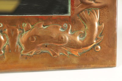 Lot 527 - AN ARTS AND CRAFTS NEWLYN SCHOOL STYLE COPPER FRAMED MIRROR
