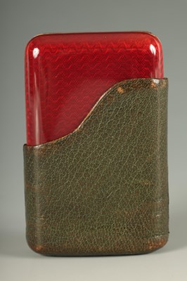 Lot 255 - AN EARLY 20TH CENTURY FABERGE SILVER AND GUILLOCHE ENAMEL CIGARETTE CASE, WORKMASTER AUGUST HOLLMING (1854 - 1913)