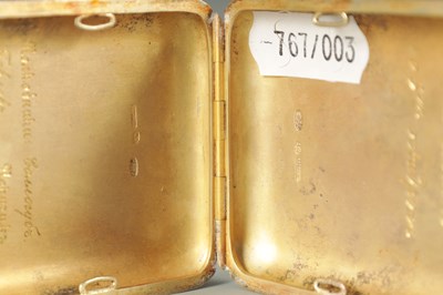 Lot 255 - AN EARLY 20TH CENTURY FABERGE SILVER AND GUILLOCHE ENAMEL CIGARETTE CASE, WORKMASTER AUGUST HOLLMING (1854 - 1913)