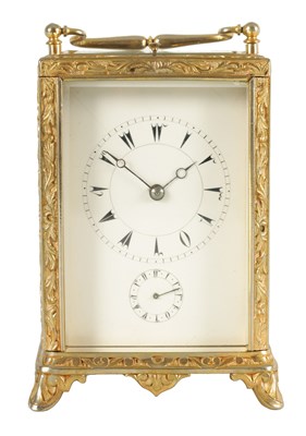 Lot 958 - A LATE 19TH CENTURY FRENCH REPEATING CARRIAGE CLOCK