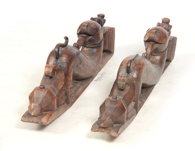 Lot 541 - AN UNUSUAL PAIR OF 19TH CENTURY CARVED AFRICAN COLUMNS