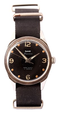 Lot 214 - A GENTLEMAN'S MILITARY STAINLESS STEEL HMT...