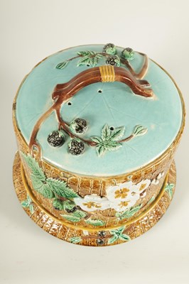 Lot 48 - A 19TH CENTURY JOSEPH HOLDCROFT LARGE MAJOLICA CHEESE DISH AND COVER