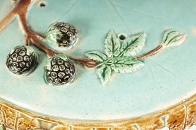 Lot 48 - A 19TH CENTURY JOSEPH HOLDCROFT LARGE MAJOLICA CHEESE DISH AND COVER
