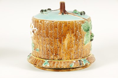 Lot 48 - A 19TH CENTURY JOSEPH HOLDCROFT LARGE MAJOLICA CHEESE DISH AND COVER
