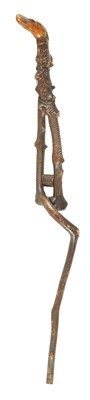 Lot 453 - A RARE 19TH CENTURY FOLK ART CARVED FRUITWOOD WALKING STICK