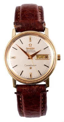 Lot 228 - A GENTLEMAN'S GOLD PLATE AND STEEL OMEGA...