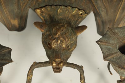 Lot 529 - A PAIR OF BRONZE HANGING BAT WALL SCONCES AFTER WILLIAM TONKS & SONS FOR LIBERTY'S
