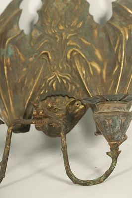 Lot 529 - A PAIR OF BRONZE HANGING BAT WALL SCONCES AFTER WILLIAM TONKS & SONS FOR LIBERTY'S