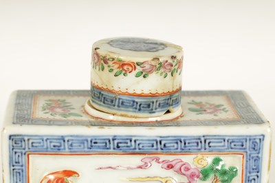 Lot 152 - A SET OF THREE 19TH CENTURY CHINESE FAMILLE ROSE PORCELAIN TEA CADDIES