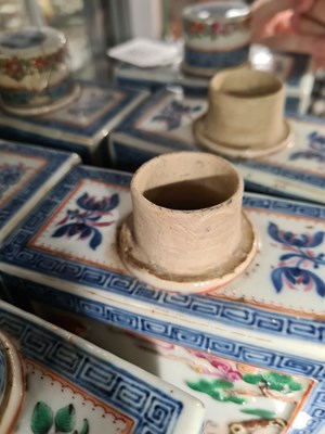 Lot 152 - A SET OF THREE 19TH CENTURY CHINESE FAMILLE ROSE PORCELAIN TEA CADDIES