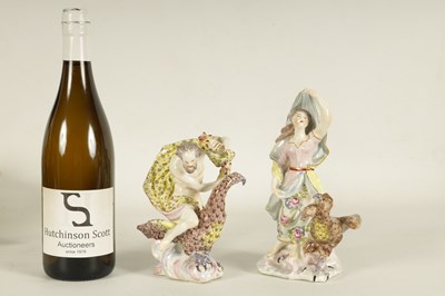 Lot 86 - A PAIR OF 18TH CENTURY BOW PORCELAIN FIGURES OF JUPITER AND JUNO
