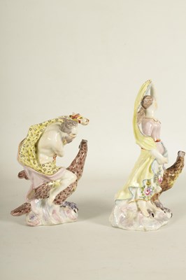 Lot 86 - A PAIR OF 18TH CENTURY BOW PORCELAIN FIGURES OF JUPITER AND JUNO