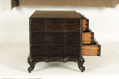 Lot 117 - A GOOD 19TH CENTURY ANGLO INDIAN EBONY MINIATURE COMMODE