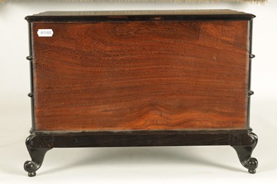 Lot 117 - A GOOD 19TH CENTURY ANGLO INDIAN EBONY MINIATURE COMMODE