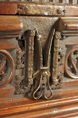 Lot 580 - A 16TH/17TH CENTURY SPANISH WALNUT GOTHIC TABLE CABINET