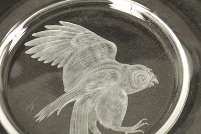Lot 13 - A SET OF 12 20TH CENTURY STEUBEN GLASS WORKS ORNITHOLOGICAL GLASS PLATES