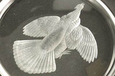 Lot 13 - A SET OF 12 20TH CENTURY STEUBEN GLASS WORKS ORNITHOLOGICAL GLASS PLATES
