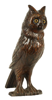 Lot 758 - A LATE 19TH CENTURY LIFE SIZE COLD PAINTED CAST IRON OWL
