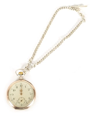 Lot 316 - A SILVER ART NOUVEAU FULL HUNTER POCKET WATCH AND CHAIN