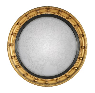 Lot 737 - A 20TH CENTURY GILT CONVEX HANGING MIRROR
