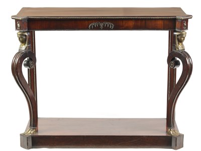 Lot 773 - A STYLISH REGENCY BRASS STRUNG AND BRONZE MOUNTED ROSEWOOD PIER TABLE
