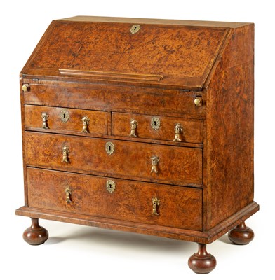 Lot 724 - A FINE WILLIAM AND MARY MULBERRY WOOD BUREAU