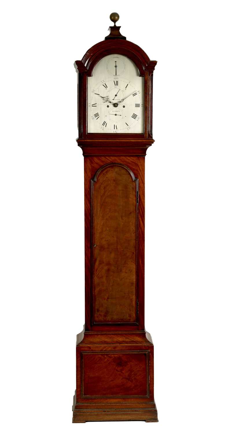 Lot 523 - TREGENT, LONDON. A FINE GEORGE III FIGURED MAHOGANY LONGCASE CLOCK